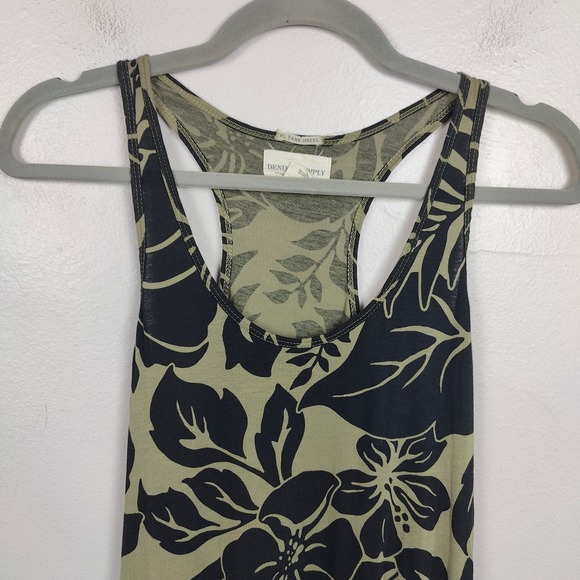 Denim & Supply Ralph Lauren Maxi Tank Dress Womens Small Black Green Floral Boho - Picture 3 of 8